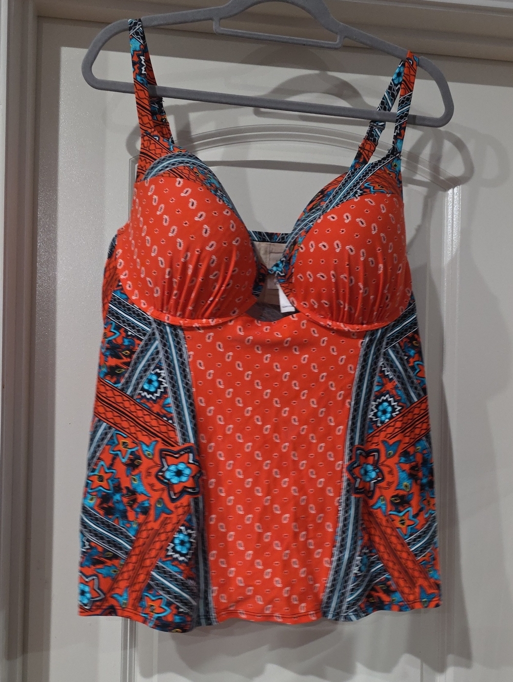 Women’s Orange Printed Tankini Top